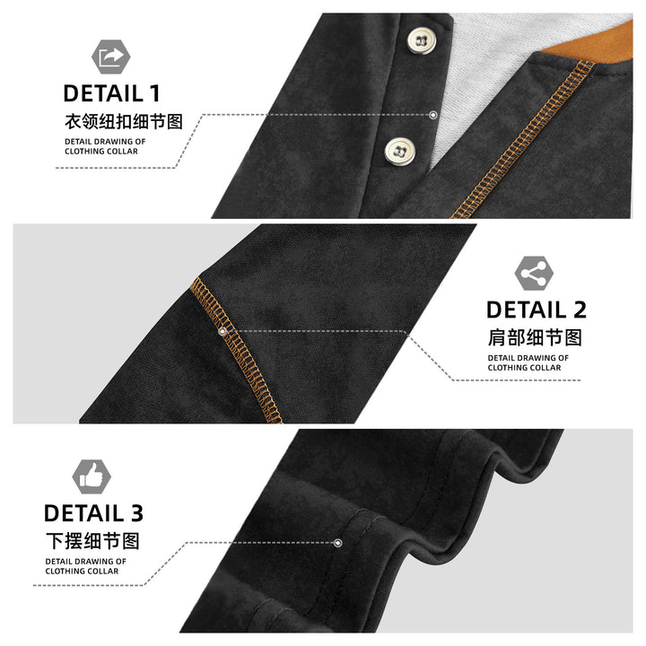Herren nan lässiges Kurzarm-Grandadshirt mit kurzer Knopfleiste, Kontrastpaspel und weichgewaschener Struktur Echo Archiv