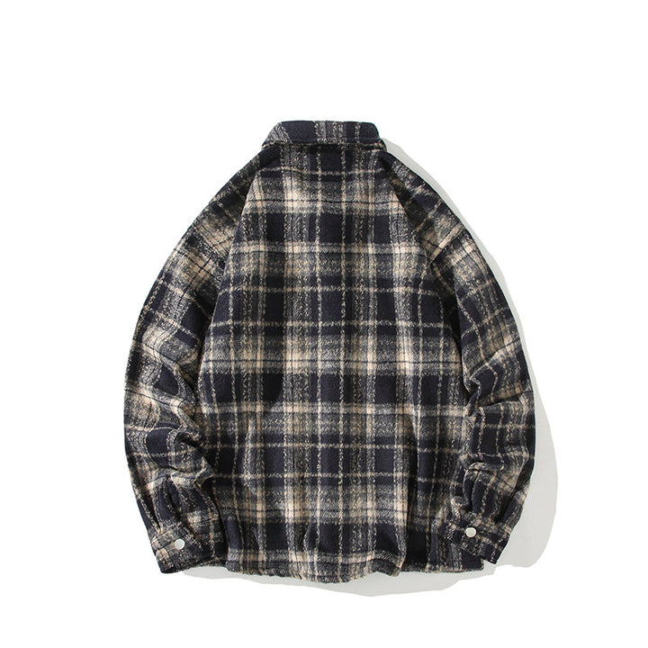Herren Kariertes Flanell-Overshirt mit Druckknopffront und geradem Schnitt Echo Archiv