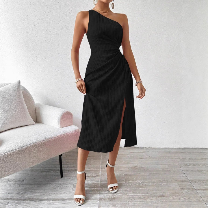 Damen Einseitig geschnittenes Midikleid mit Rippstruktur, Cut-Out und seitlichem Schlitz Echo Archiv
