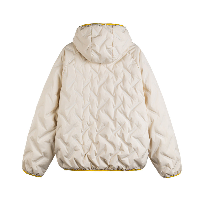 Unisex Wattierte Kapuzenjacke im Boxy-Schnitt mit kontrastkanten und elastischem Saum Echoarchiv
