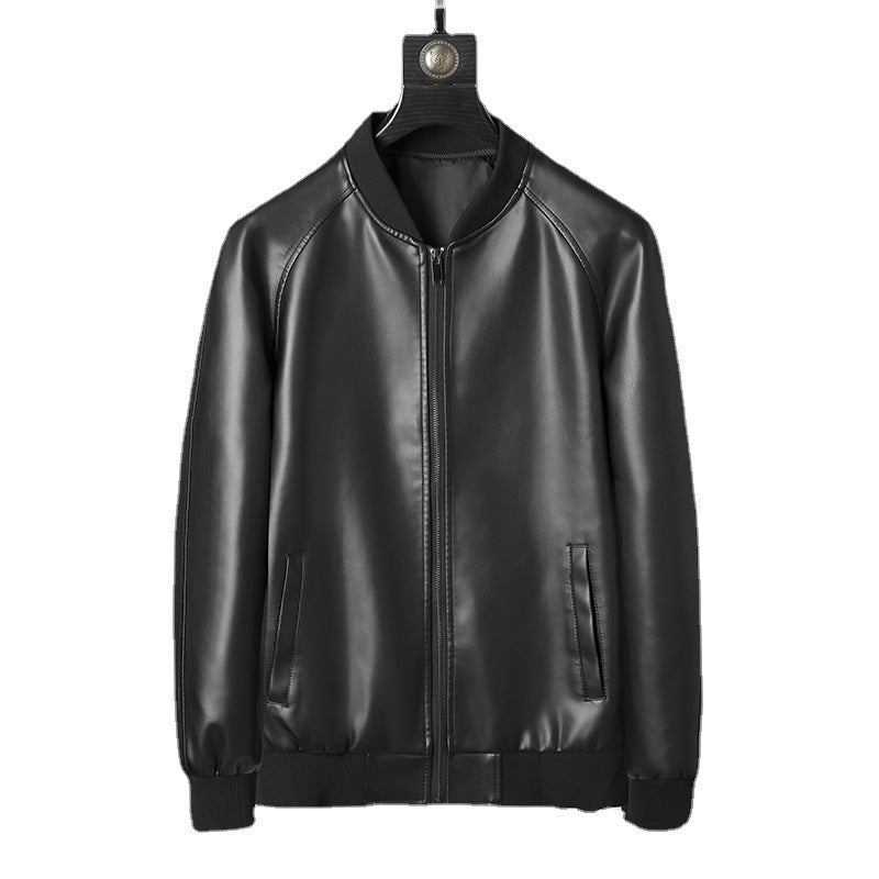 Herren schlanker Kunstleder-Bomber im minimalistischen Aviator‑Look mit geripptem Saum Echoarchiv