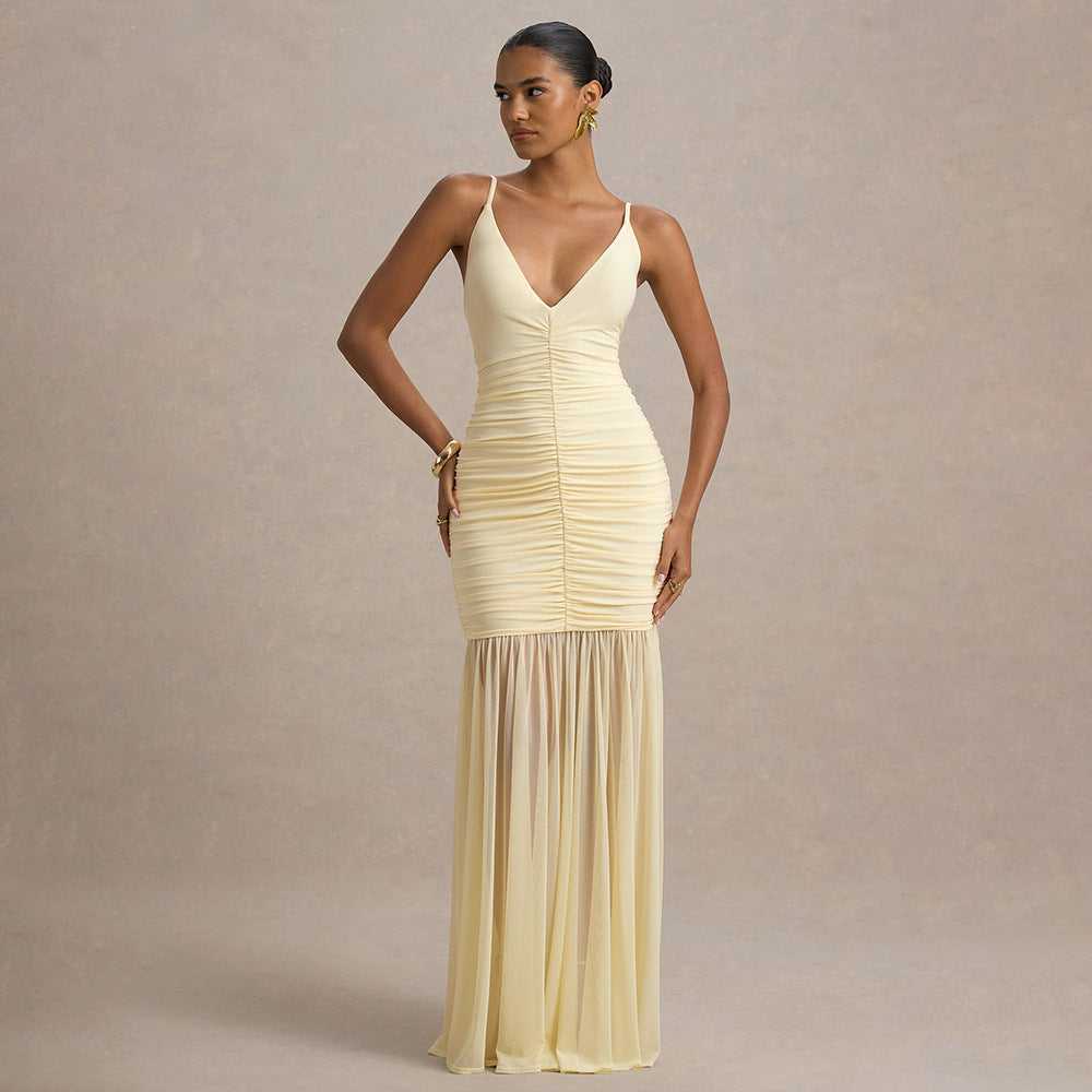 Damen Elegantes bodenlanges Kleid mit raffinierten Rüschendetails Echo Archiv