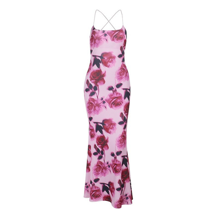 Damen Sommerliches Maxikleid mit floralem Druck und dünnen Trägern Echo Archiv