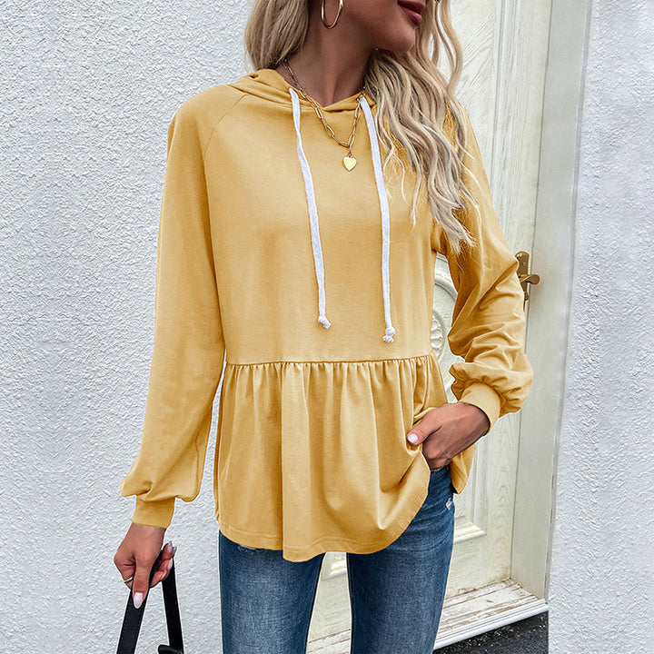 Damen Kapuzen-Sweatshirt mit geraffter Taillenstufe und Babydoll-Silhouette Echoarchiv