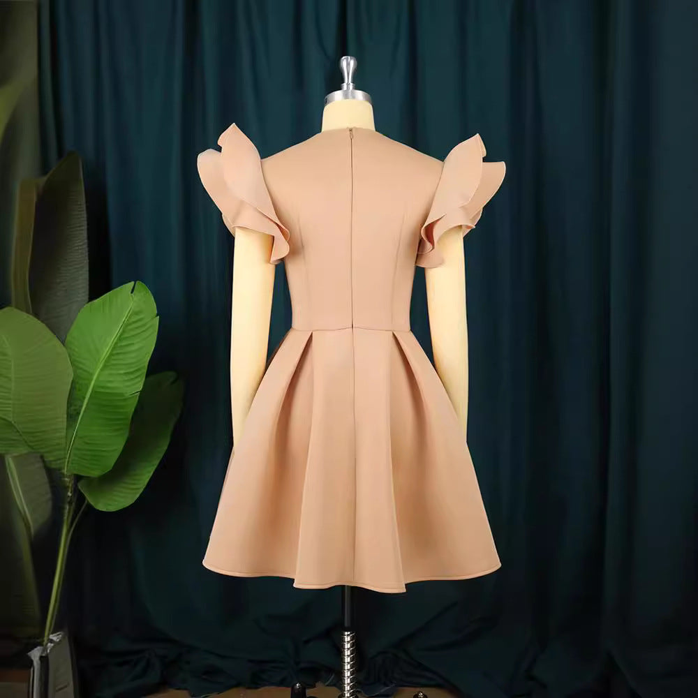 Damen A-Linien Kleid mit voluminösen Rüschenärmeln Echo Archiv