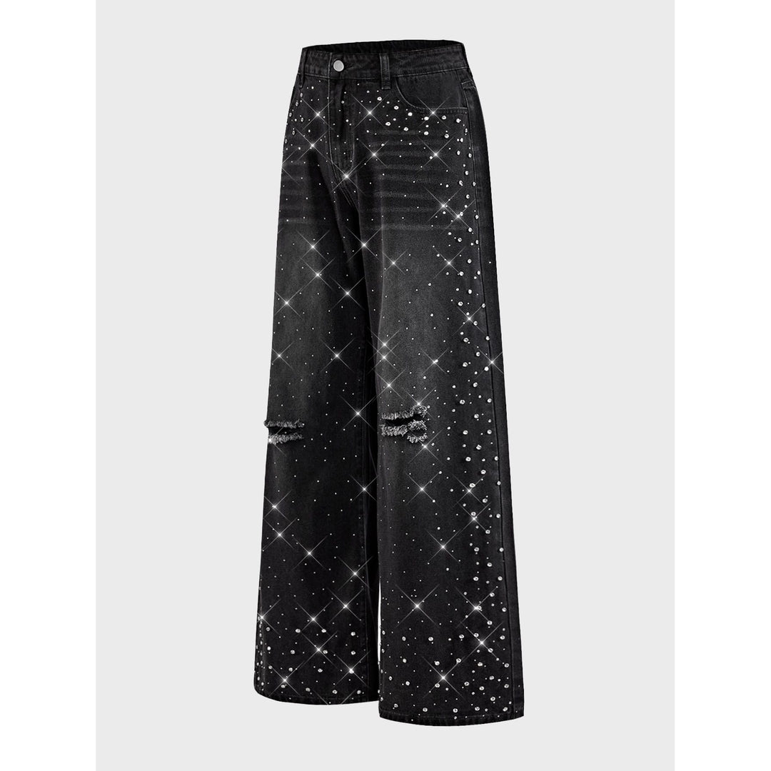 Damen Veredelte Jeans mit weitem Bein Echoarchiv