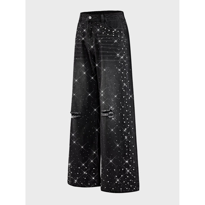 Damen Veredelte Jeans mit weitem Bein Echoarchiv