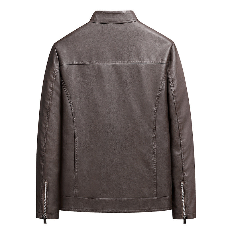 Herren Schlichte Kunstleder-Cityjacke mit Stehkragen, Zweiwege-Reißverschluss & Eingrifftaschen Echoarchiv