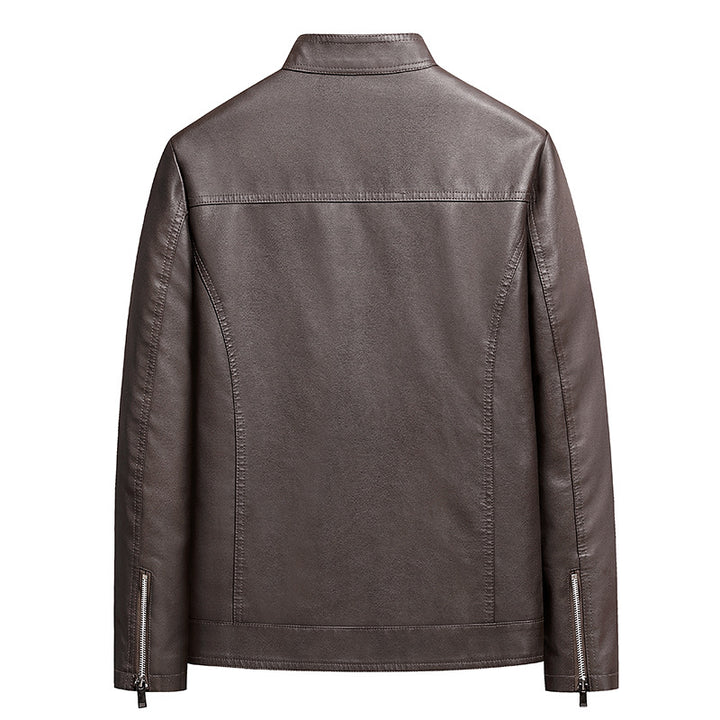 Herren Schlichte Kunstleder-Cityjacke mit Stehkragen, Zweiwege-Reißverschluss & Eingrifftaschen Echoarchiv