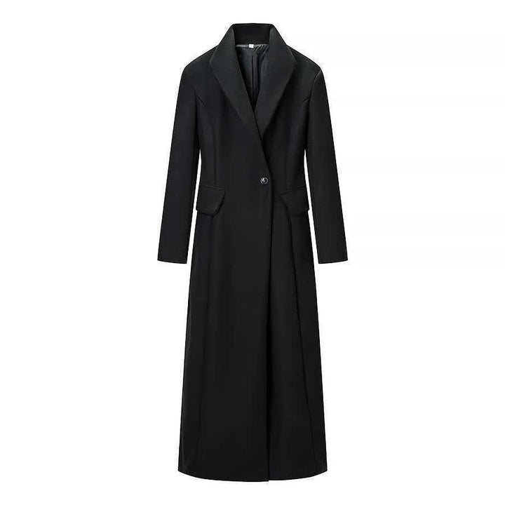 Damen Taillierter Longline-Mantel mit betonter Schulterpartie und Ein-Knopf-Verschluss Echo Archiv
