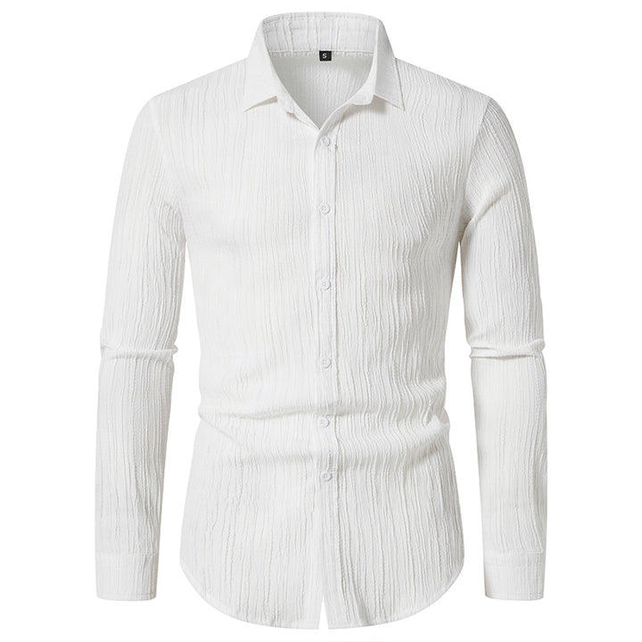 Herren Texturiertes Slim-Fit-Hemd mit krauser Struktur und Kentkragen Echo Archiv