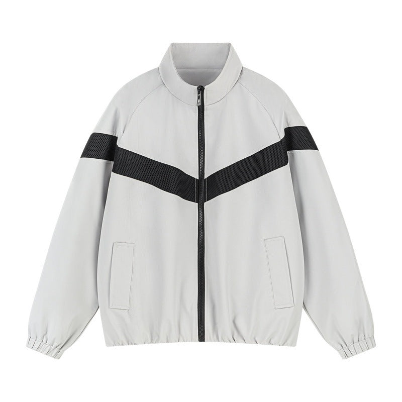 Unisex Leichte Trainingsjacke im Retro-Sportstil mit V-förmigem Reflektoreinsatz Echoarchiv