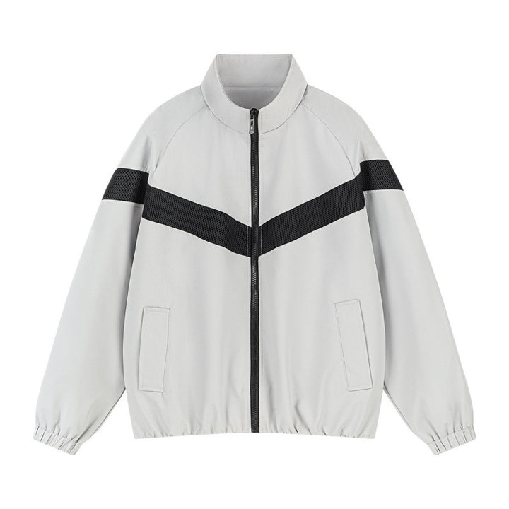 Unisex Leichte Trainingsjacke im Retro-Sportstil mit V-förmigem Reflektoreinsatz Echoarchiv