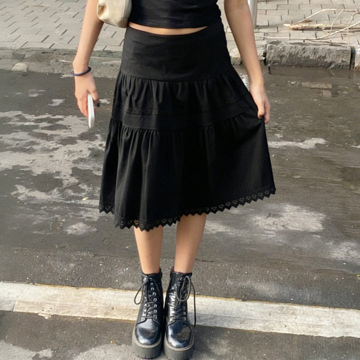 Damen eleganter gestufter Rock mit Spitzendetails Echo Archiv