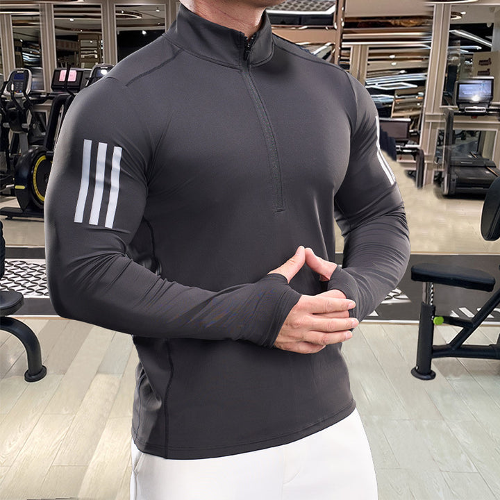 Herren Atmungsaktives Fitness-Oberteil mit kurzem Reißverschluss Echoarchiv