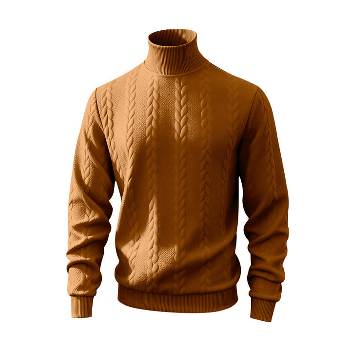 Herren Strickpullover mit Stehkragen und Zopfmuster Echoarchiv
