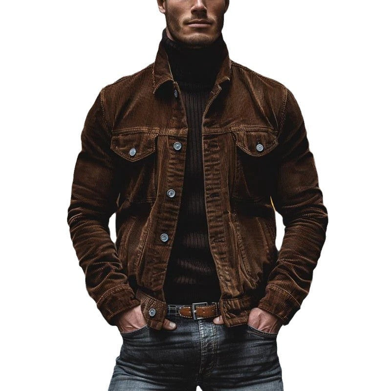 Herren cordjacke mit stylischem Schnitt und funktionalen Taschen Echoarchiv