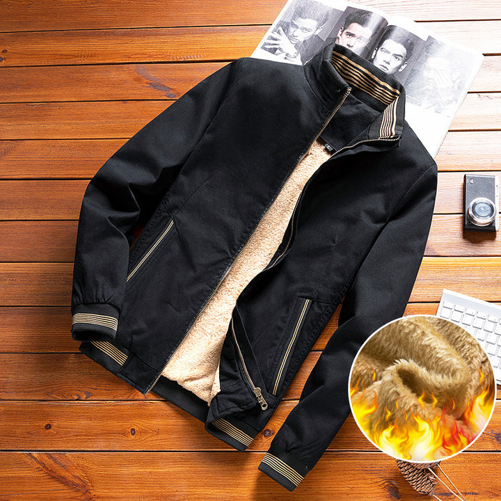 Herren nan thermisch gefütterte Freizeit-Bomberjacke mit Teddyfutter, Reißverschluss-Taschen und Stehkragen Echo Archiv