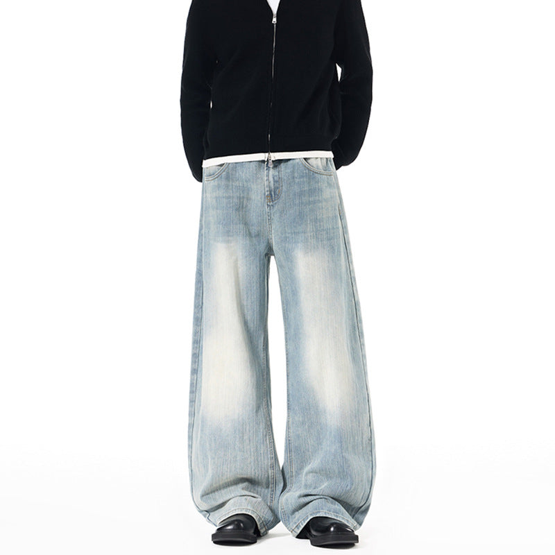 Herren Weite Vintage-inspirierte Denim‑Palazzohose mit verlängerter Saumlage und soften Bleach‑Effekten Echo Archiv