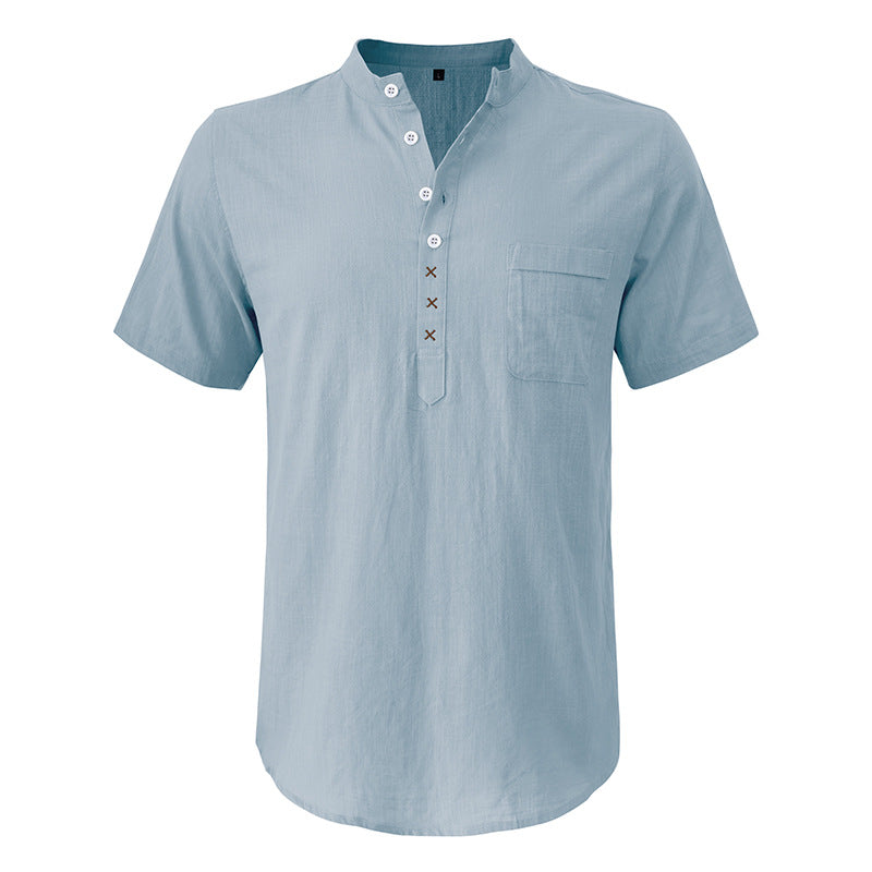 Herren Kurzarm-Henley-Shirt mit praktischer Knopfleiste und atmungsaktivem Stoff Echoarchiv