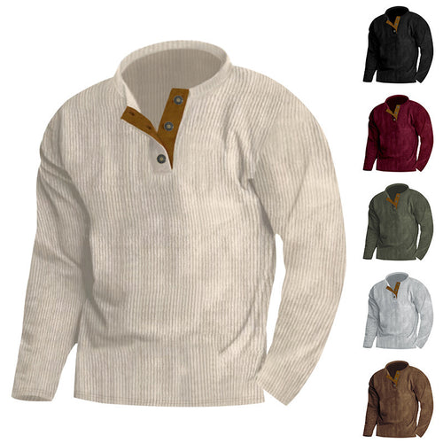 Herren gemütlicher Strickpullover mit innovativem Knopfdesign und weichem Material Echoarchiv