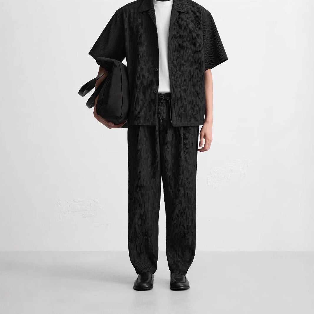 Herren Lockere, texturierte Crinkle-Hose mit Elastbund und Kordel Echo Archiv