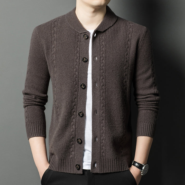 Herren modische Strickjacke mit feiner Struktur und durchgehendem Knopfverschluss Echoarchiv