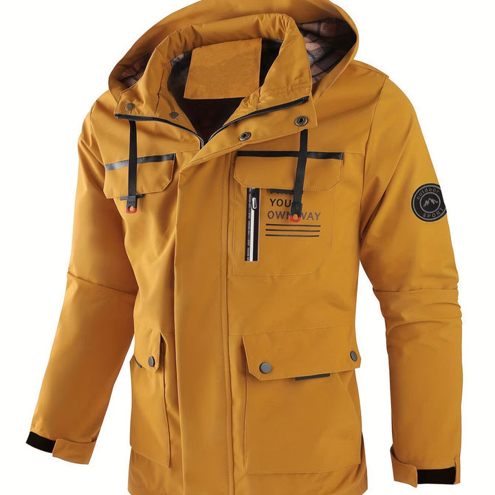 Herren wasserabweisender Utility‑Parka mit Kapuze, Mehrfach‑Taschen und Windschutz Echoarchiv