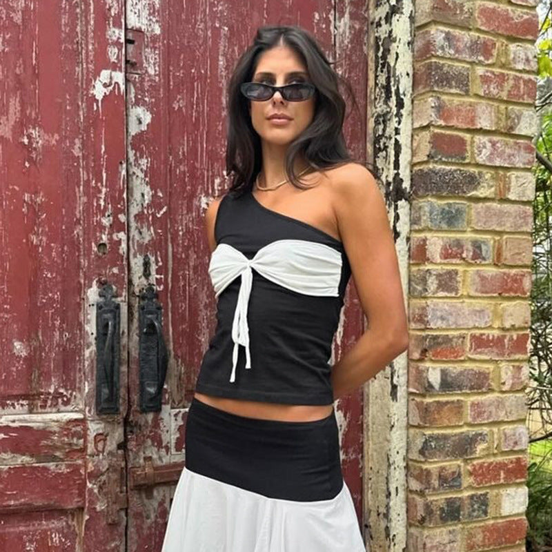 Damen asymmetrisches Crop-Top mit eleganten Wickeldetails Echo Archiv