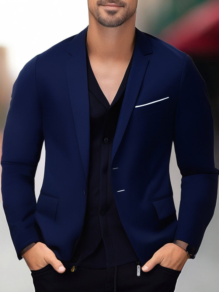 Herren eleganter und stilvoller Blazer mit farblich abgesetztem Revers Echoarchiv