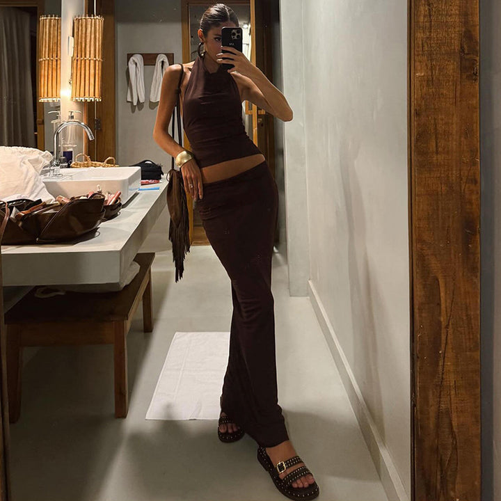 Damen elegantes Wickeloberteil und Rock Set Echo Archiv