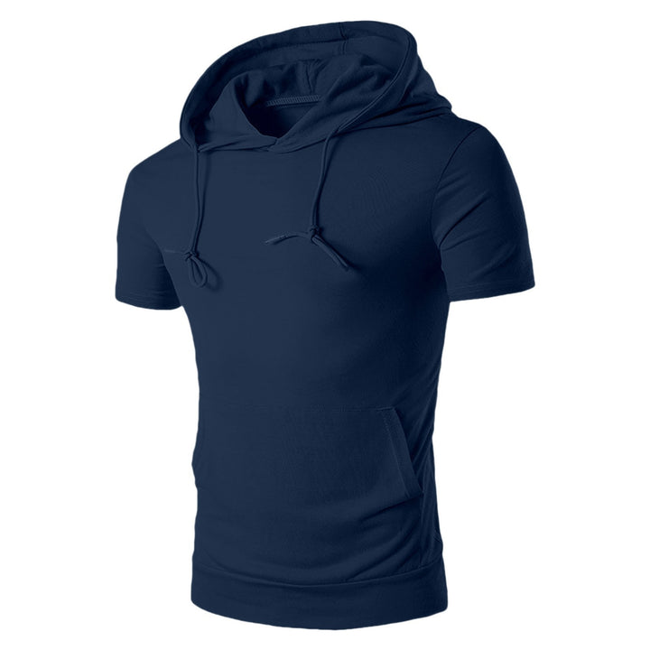 Herren Kurzarm Hoodie mit lässigem Schnitt und praktischer Kängurutasche Echoarchiv