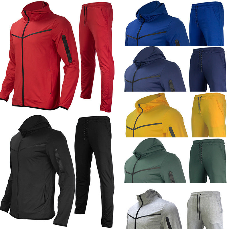 Herren Atmungsaktives Freizeit-Outdoor-Set mit Kapuzenjacke und Jogginghose Echoarchiv