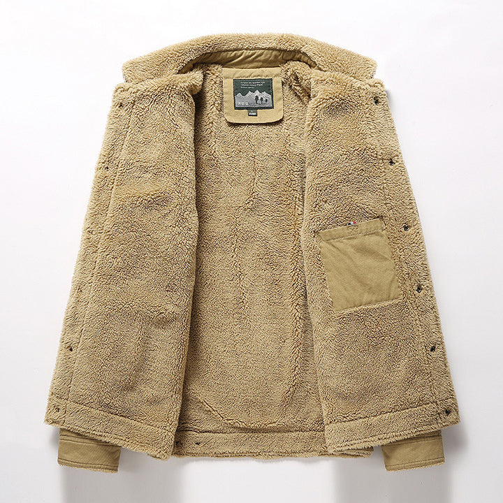 Herren Canvas-Trucker-Overshirt mit durchgehendem Teddyfleece-Innenfutter und Hemdkragen Echoarchiv