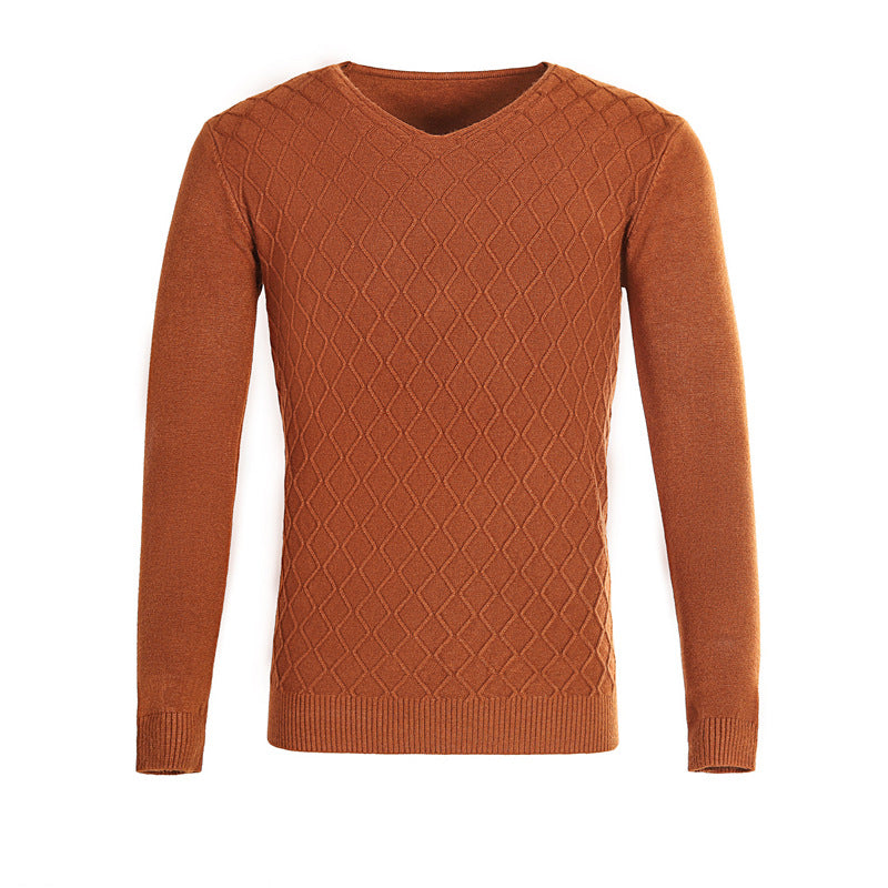 Herren V-Ausschnitt Pullover mit Strukturmuster Echoarchiv
