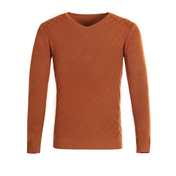 Herren V-Ausschnitt Pullover mit Strukturmuster Echoarchiv