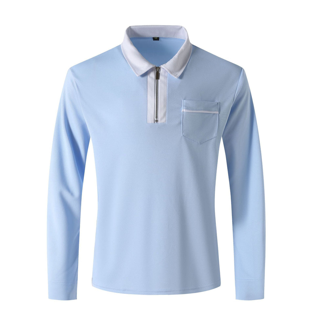 Herren nan elegantes Langarm-Poloshirt mit markantem Stehkragen Metall-Kurzreißverschluss und Brustleistentasche Echo Archiv