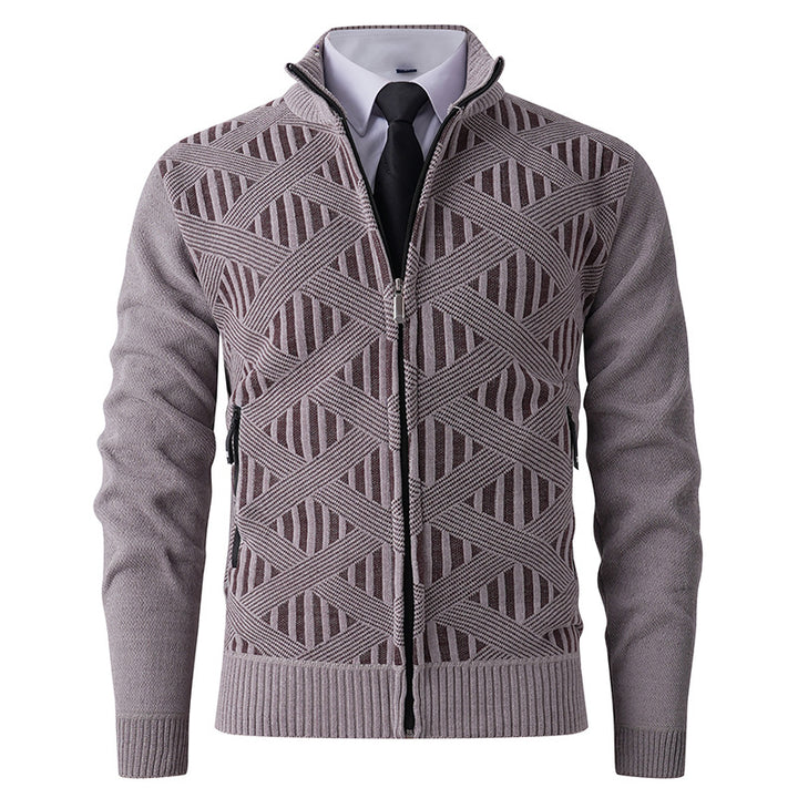 Herren Strickjacke mit strukturiertem Design und modernem Reißverschluss Echoarchiv