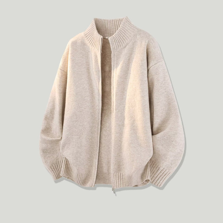 Damen Modische Grobstrickjacke mit hohem Kragen Echoarchiv