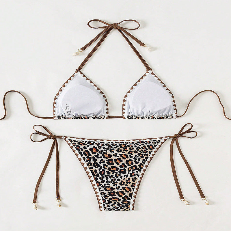Damen Triangel-Bikini mit modischem Leoparden-Design und attraktiven Schnürdetails Echo Archiv