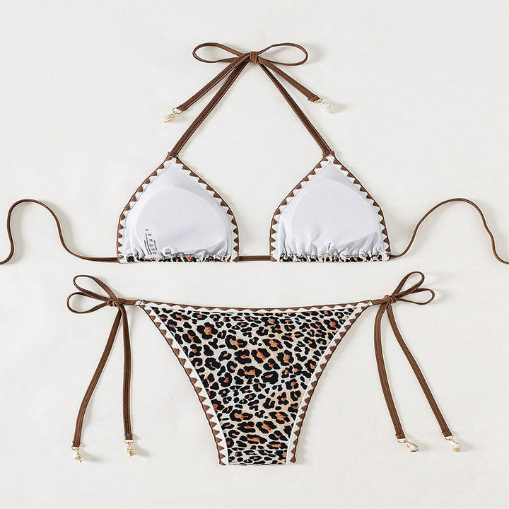 Damen Triangel-Bikini mit modischem Leoparden-Design und attraktiven Schnürdetails Echo Archiv