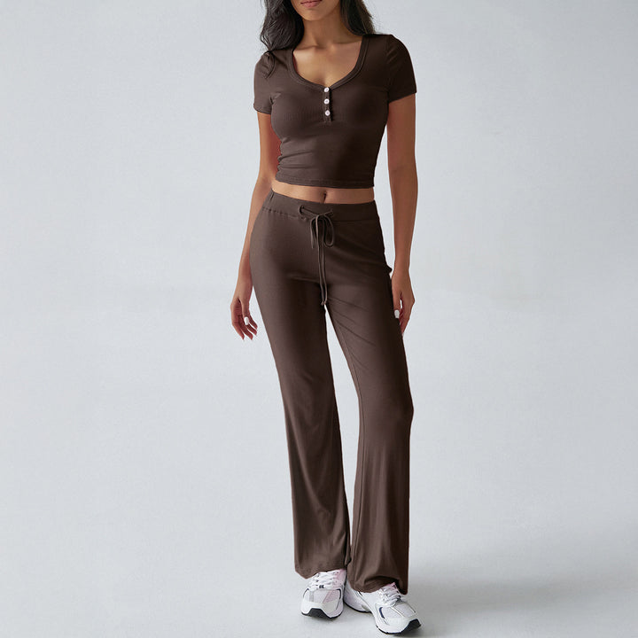 Damen Kombinations-Set mit cropped Oberteil und weiten Hosen Echo Archiv