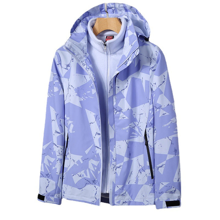 Damen zweilagige Softshelljacke mit abnehmbarer Fleece-Innenjacke und Kapuze Echo Archiv