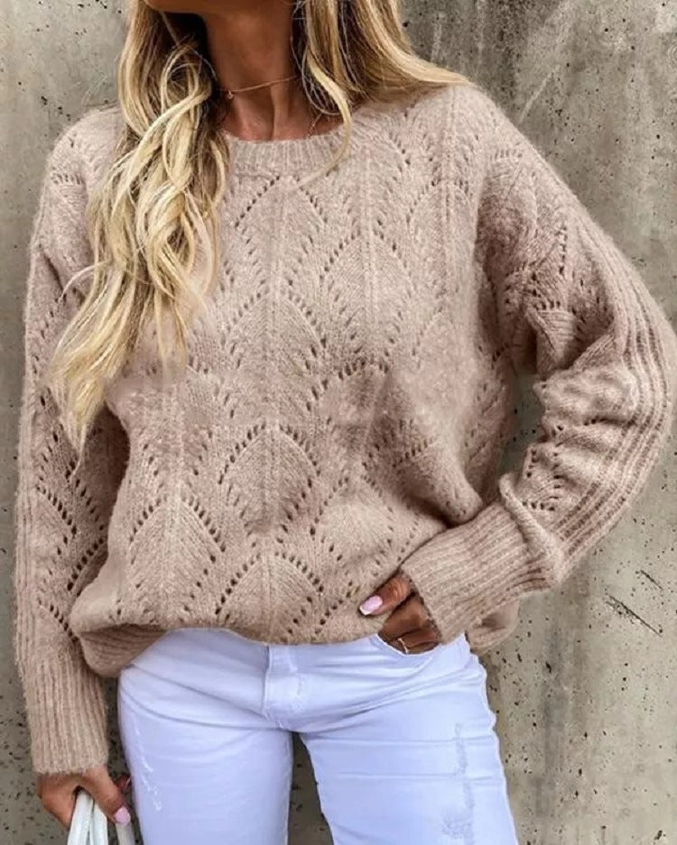 Damen Oversize Ajourstrick-Pullover mit Rundhalsausschnitt Echo Archiv