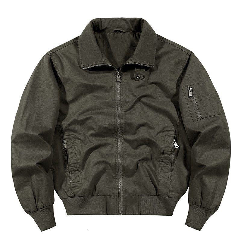 Men's rugged cotton-blend utility bomber with ribbed trim and zip sleeve pocket – Brevano