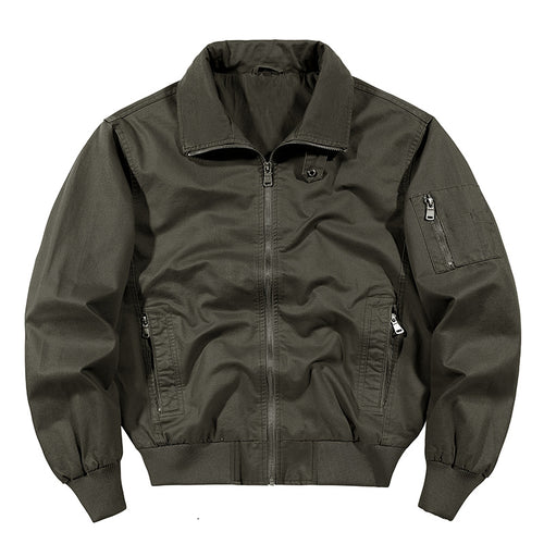 Men's rugged cotton-blend utility bomber with ribbed trim and zip sleeve pocket – Brevano