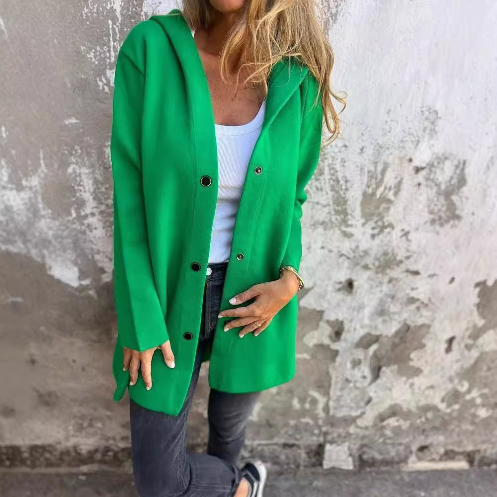Damen nan Kapuzenmantel mit Druckknopfleiste und geradem Oversize-Schnitt Echo Archiv