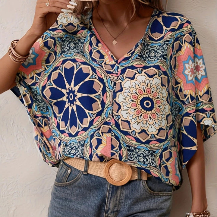 Damen Oversized Bluse mit kontrastvollem Blumenmuster Echo Archiv