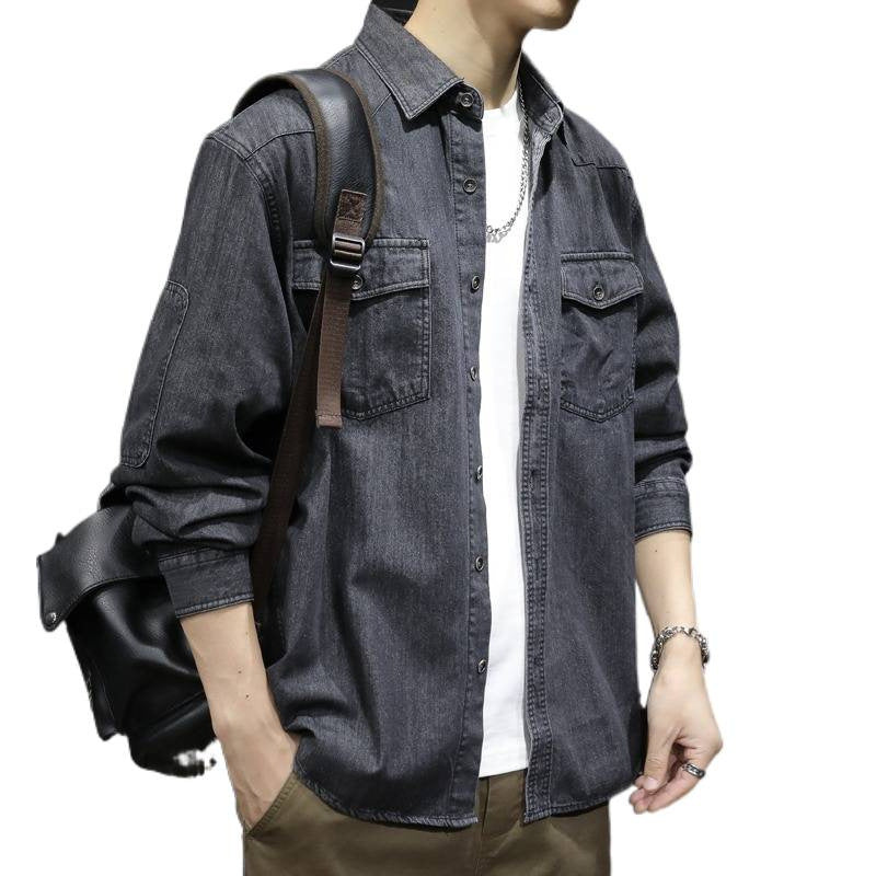 Herren lässige Denim-Hemdjacke mit praktischen Brusttaschen und modernem Schnitt Echoarchiv
