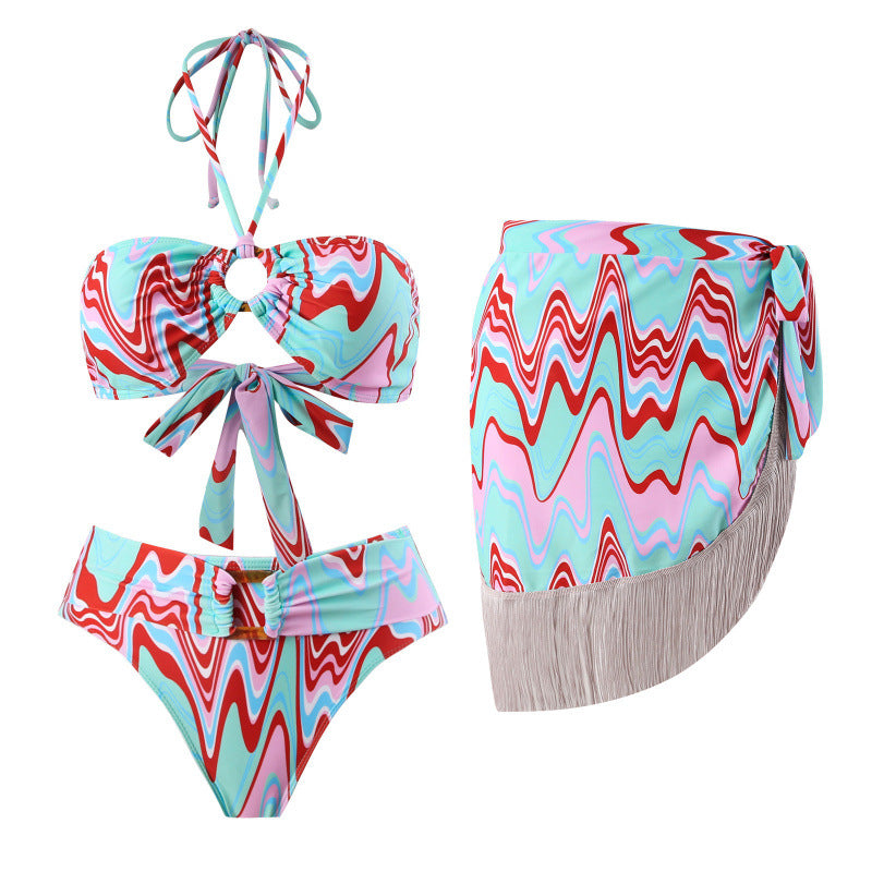 Damen Bikini-Set mit trendigem Wickelrock und knotendem Oberteil Echo Archiv